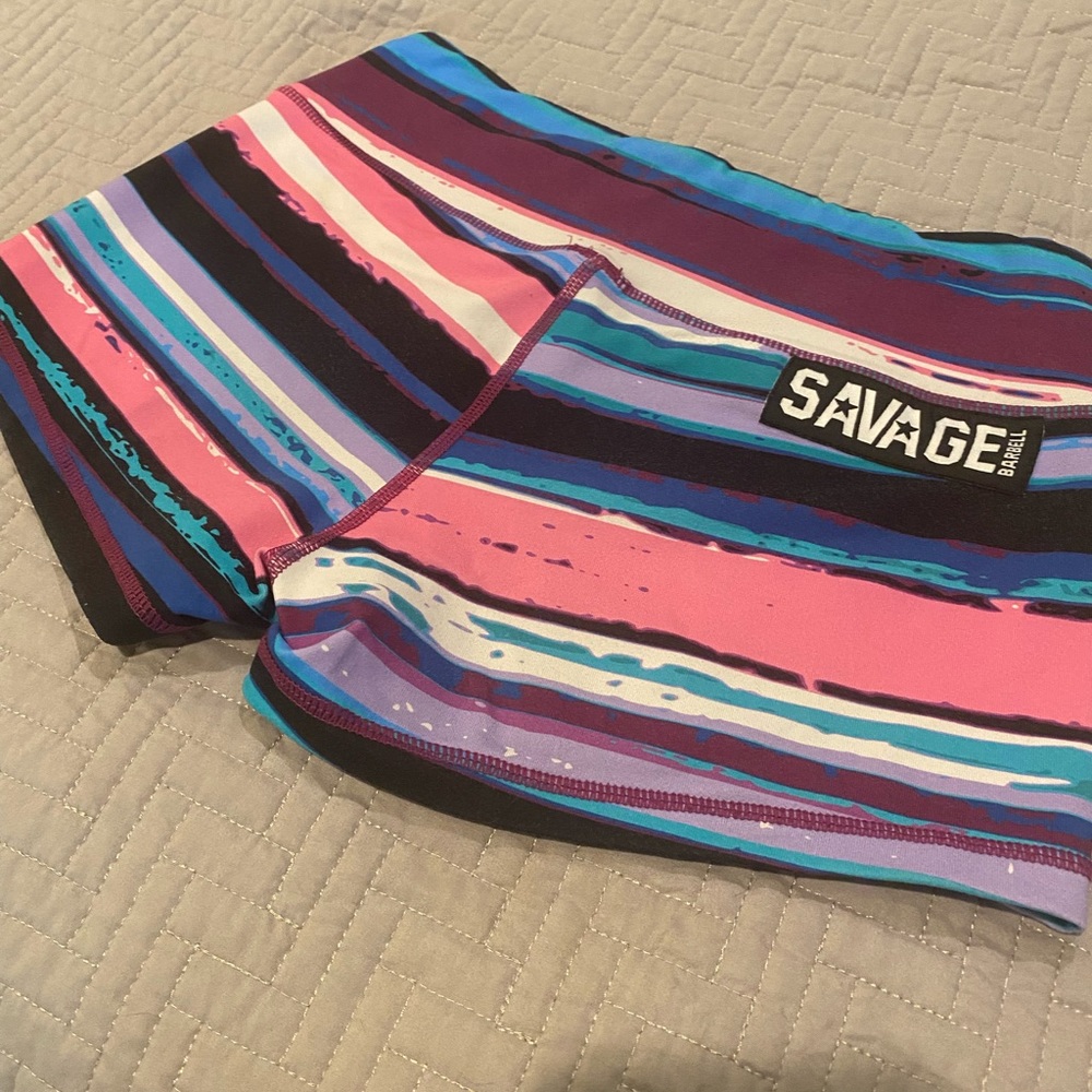 Savage Barbell Stripes Booty Shorts Small